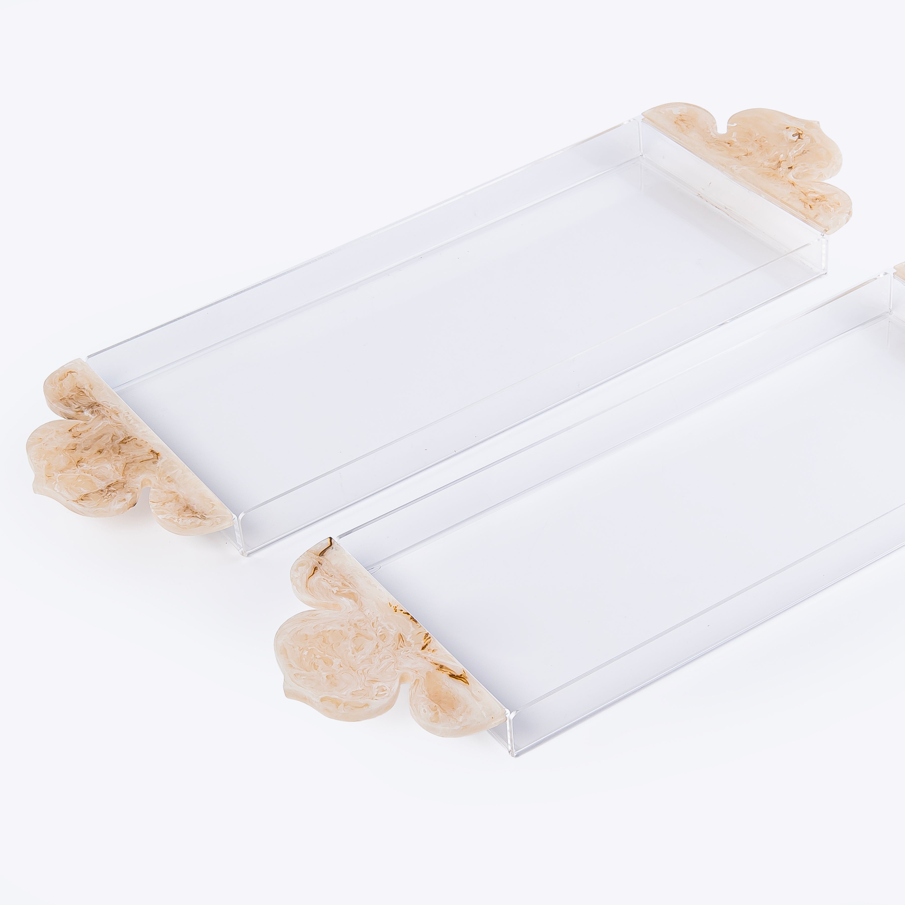 Set of 2 Resin Trays - Beige