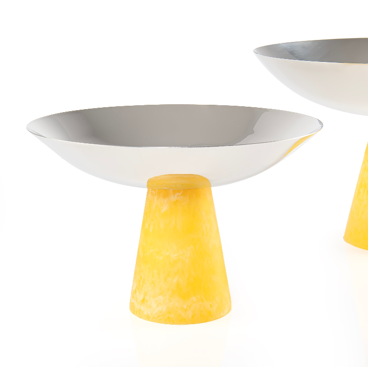 Set of 2 Stainless Steel Serving stands with Conical Resin Base