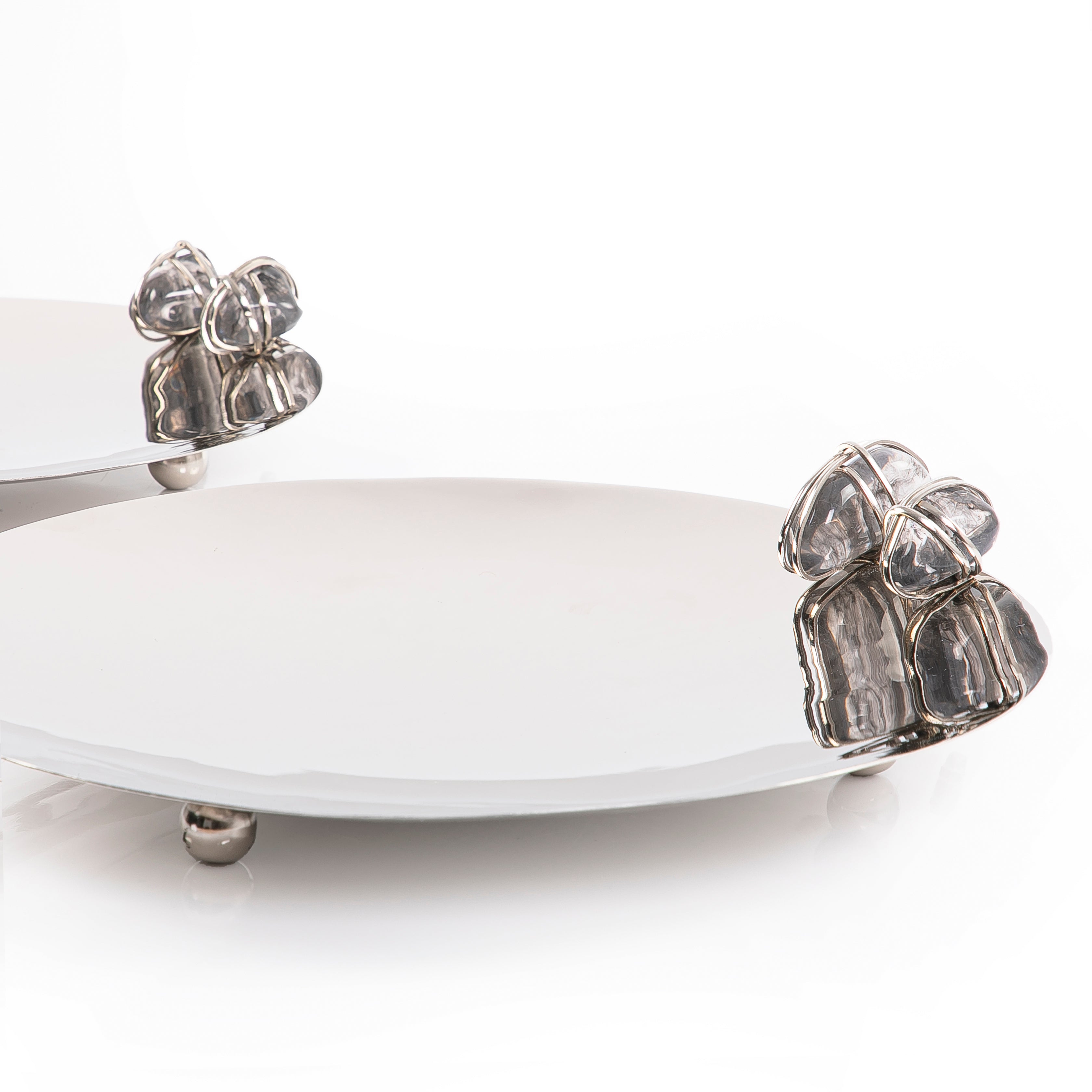 Set of 2 steel plates with stone