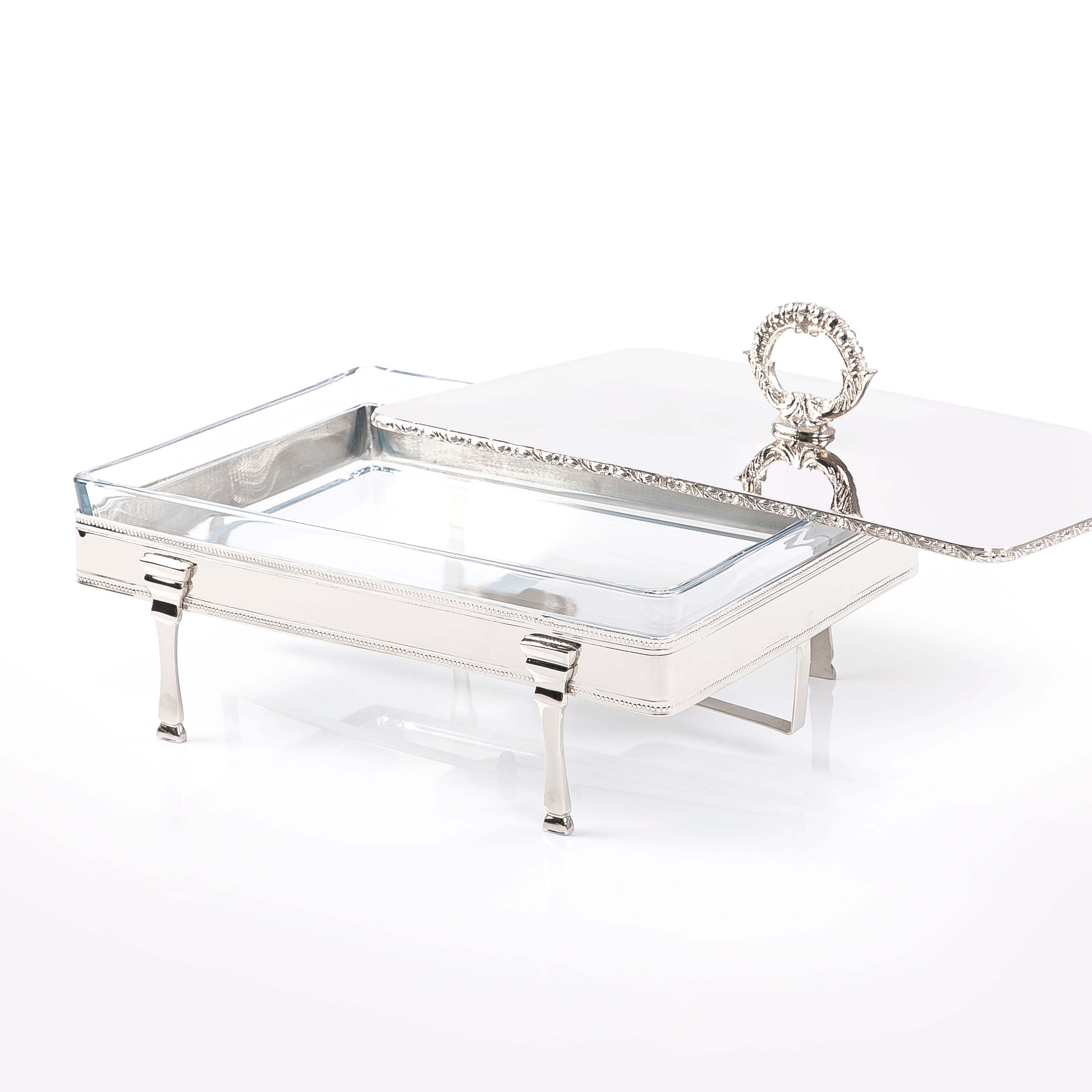 Silver steel food heat keeper with byrex roaster