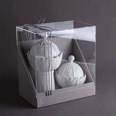 Mabkhar & Ceramic Bowl with Gift Box – White