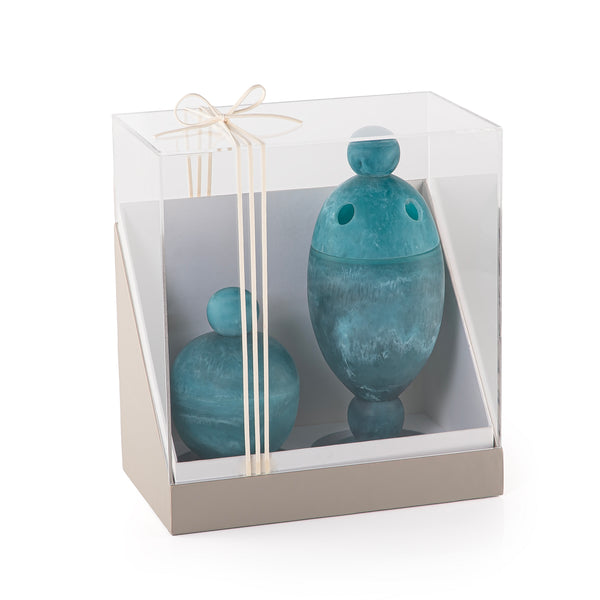 Set of 2 blue mabkhar with bakhor box with gift box