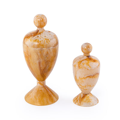 Elegant Resin Mabkhar Set of 2 pcs With Cover - Amber