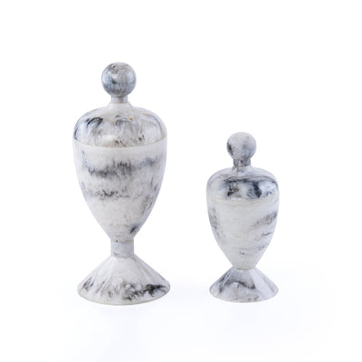 Elegant Resin Mabkhar Set of 2 pcs With Cover - Black&white