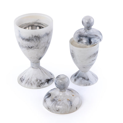 Elegant Resin Mabkhar Set of 2 pcs With Cover - Black&white