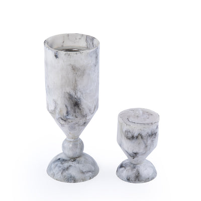 طقم مبخر أنيق من الراتنج مكون من قطعتين - أبيض&أسود