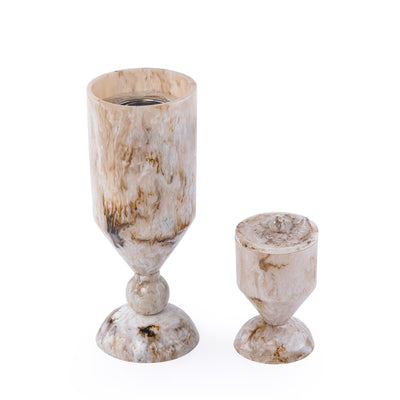 طقم مبخر أنيق من الراتنج مكون من قطعتين - بيج