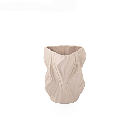 مزهرية من السيراميك - لون بيج - المقاس: ‎16.5×17.5×20 سم