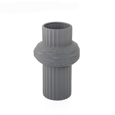 مزهرية من السيراميك - لون رمادي - المقاس: ‎11.5 × 18 × 30 سم