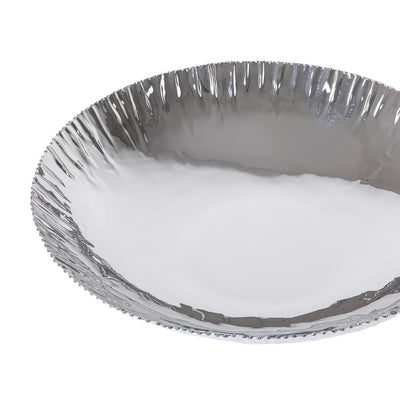 Round silver metal serving bowl - Large