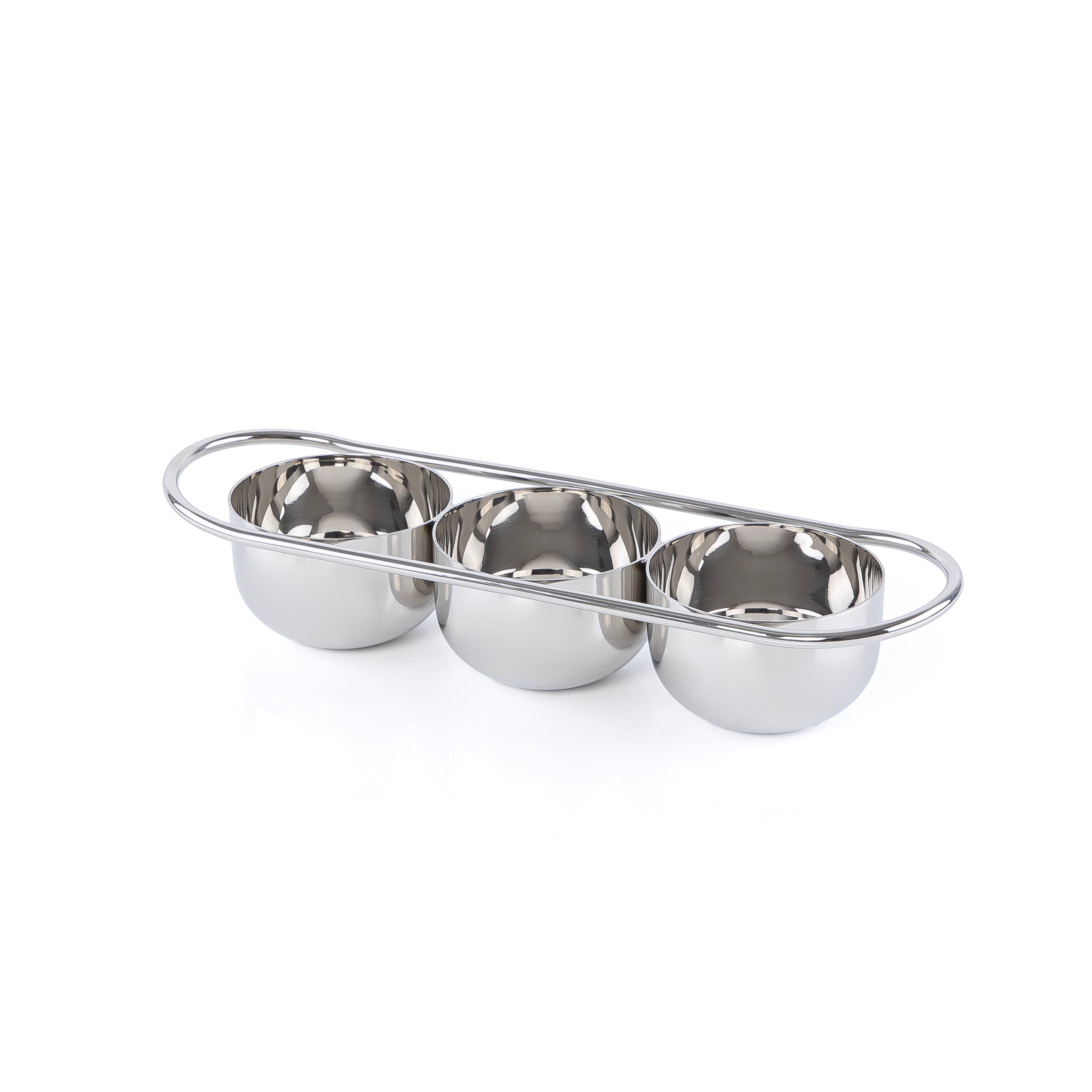 Metal Triple-Section Serving Bowl - Silver