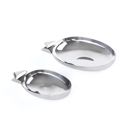 طقم 2 وعاء تقديم معدن مع علبة هدايا - فضي وأسود