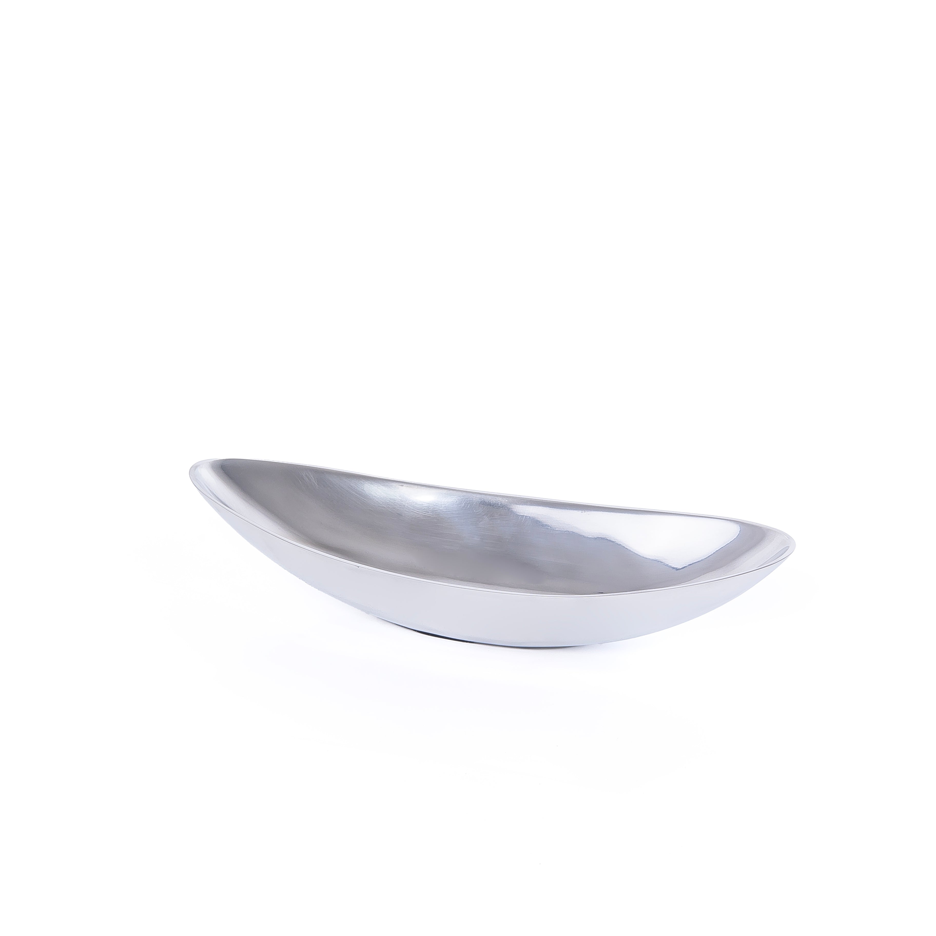 طبق معدن بيضاوي - فضي 