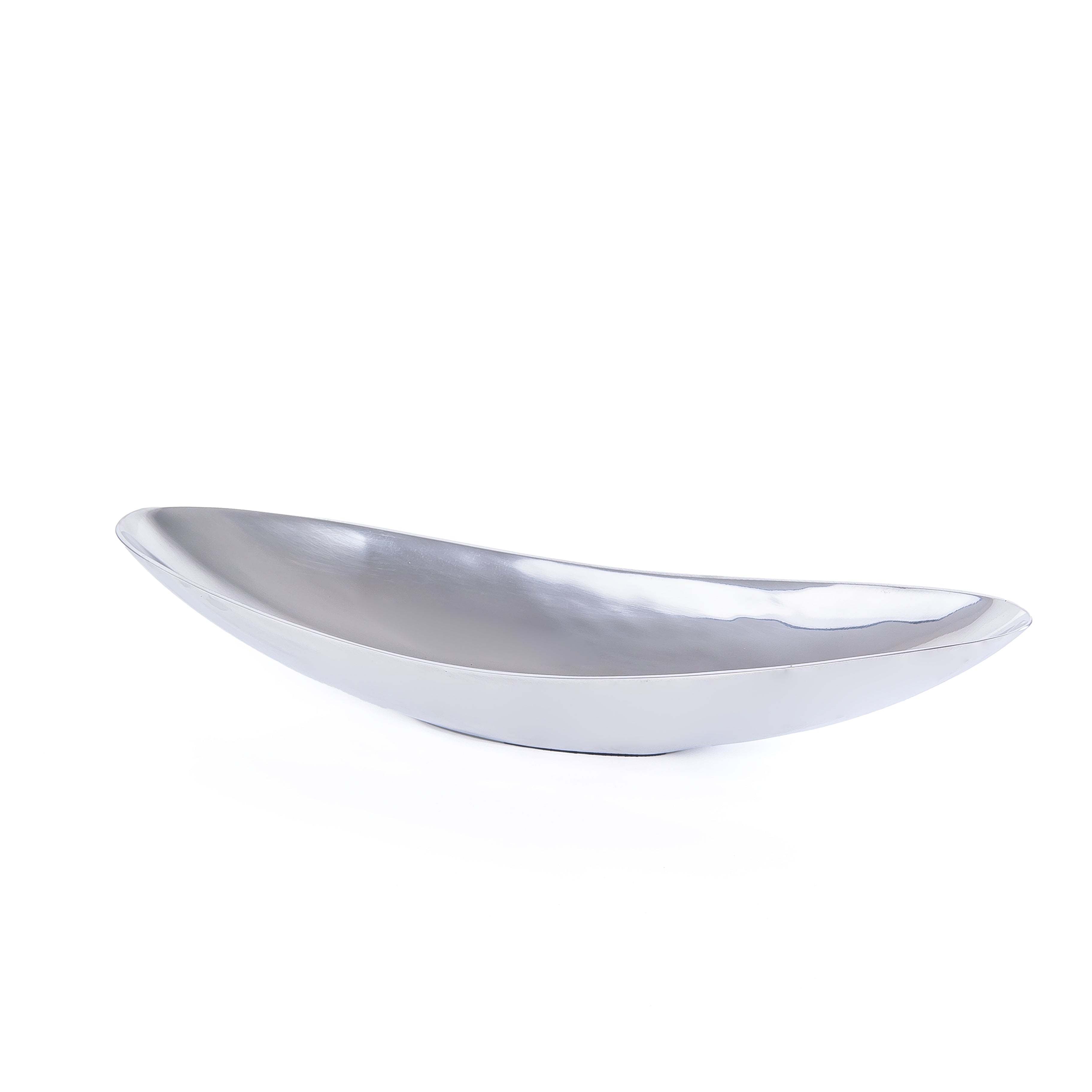 طبق معدن بيضاوي كبير - فضي 
