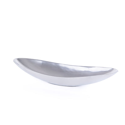 طبق معدن بيضاوي كبير - فضي 