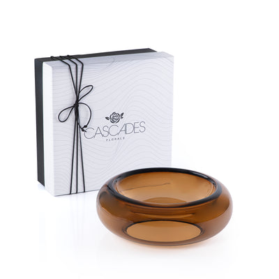 Elegant Small Glass Serving Bowl - Brown