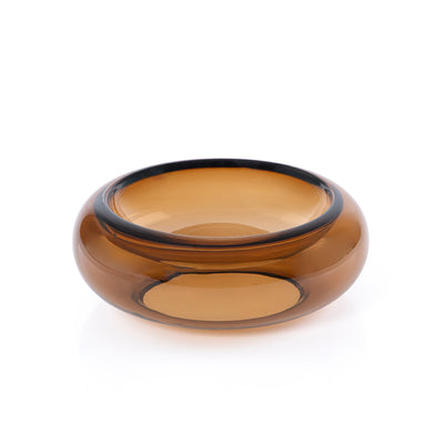 Elegant Small Glass Serving Bowl - Brown