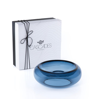 Elegant Small Glass Serving Bowl - Blue