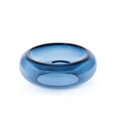 Elegant Small Glass Serving Bowl - Blue