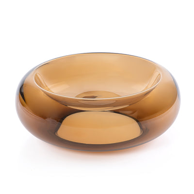 وعاء تقديم زجاجي أنيق حجم كبير - بني