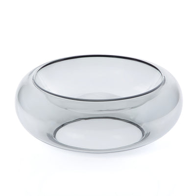 وعاء تقديم زجاجي أنيق حجم كبير - رمادي