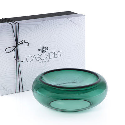 وعاء تقديم زجاجي أنيق حجم كبير - أخضر