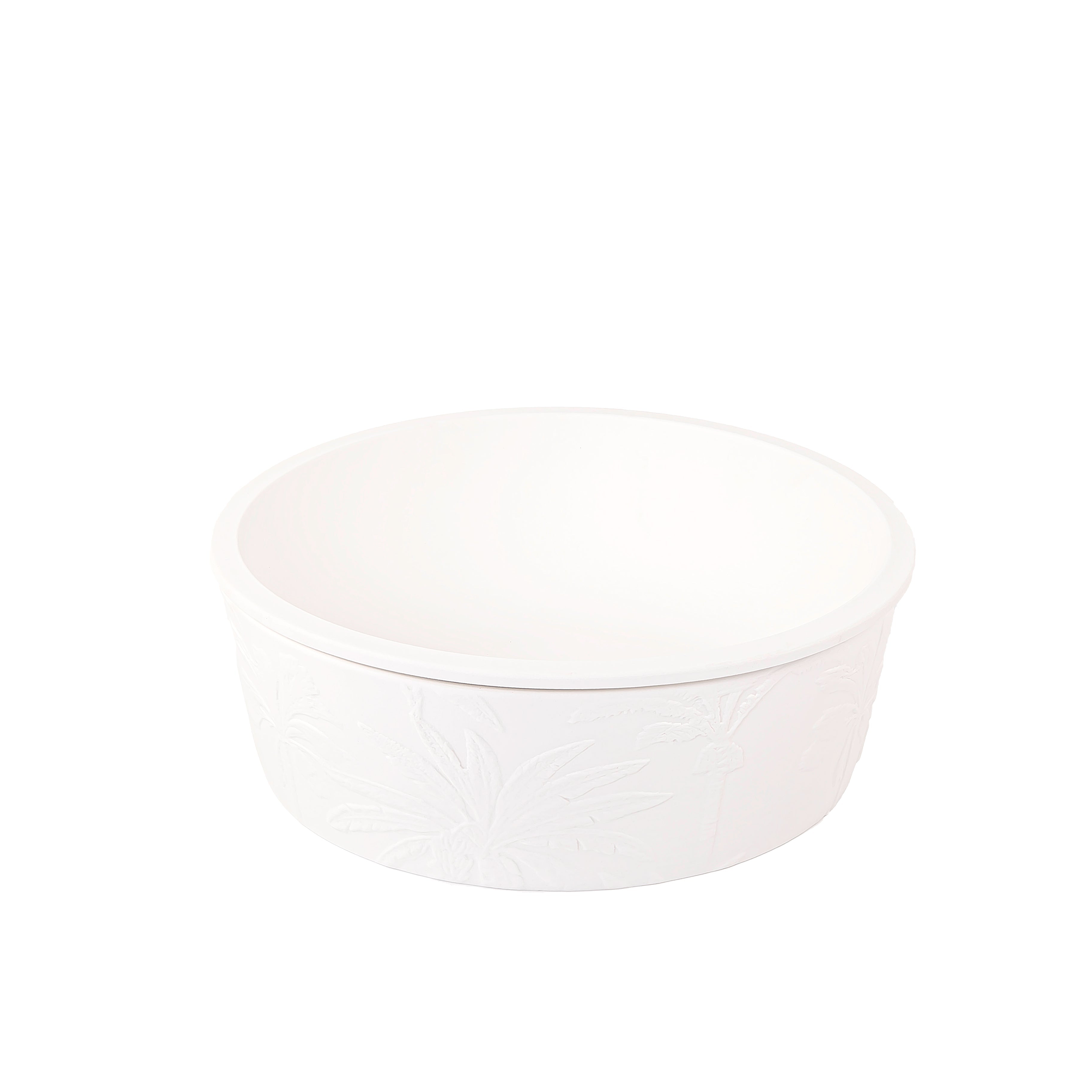 وعاء خزف أبيض دائري