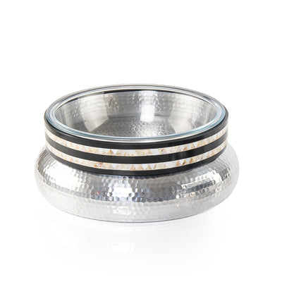 وعاء ألمنيوم دائري مع وعاء زجاجي - كبير