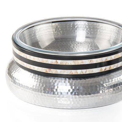 وعاء ألمنيوم دائري مع وعاء زجاجي - كبير