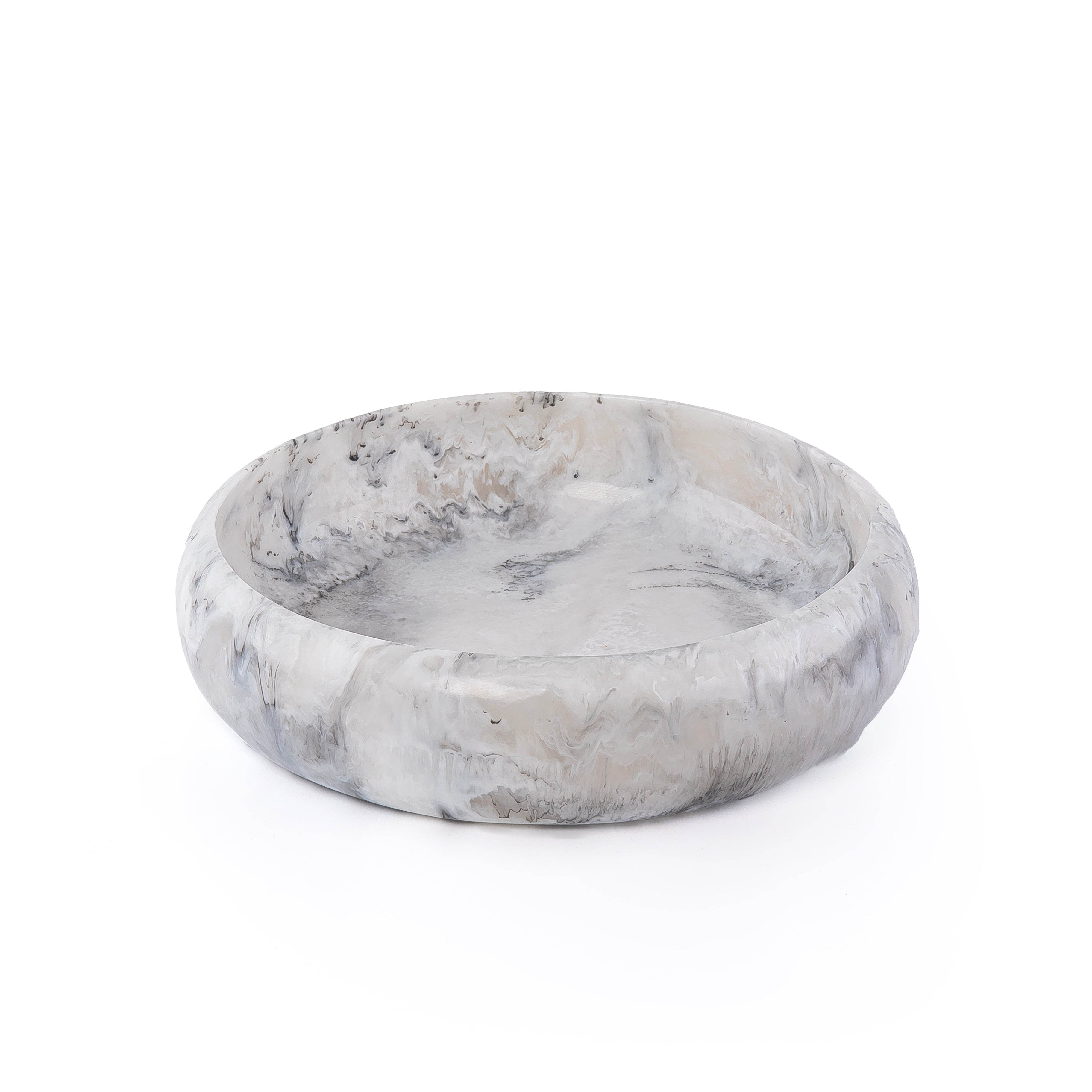 وعاء تقديم دائري كبير من الراتنج – أسود&أبيض