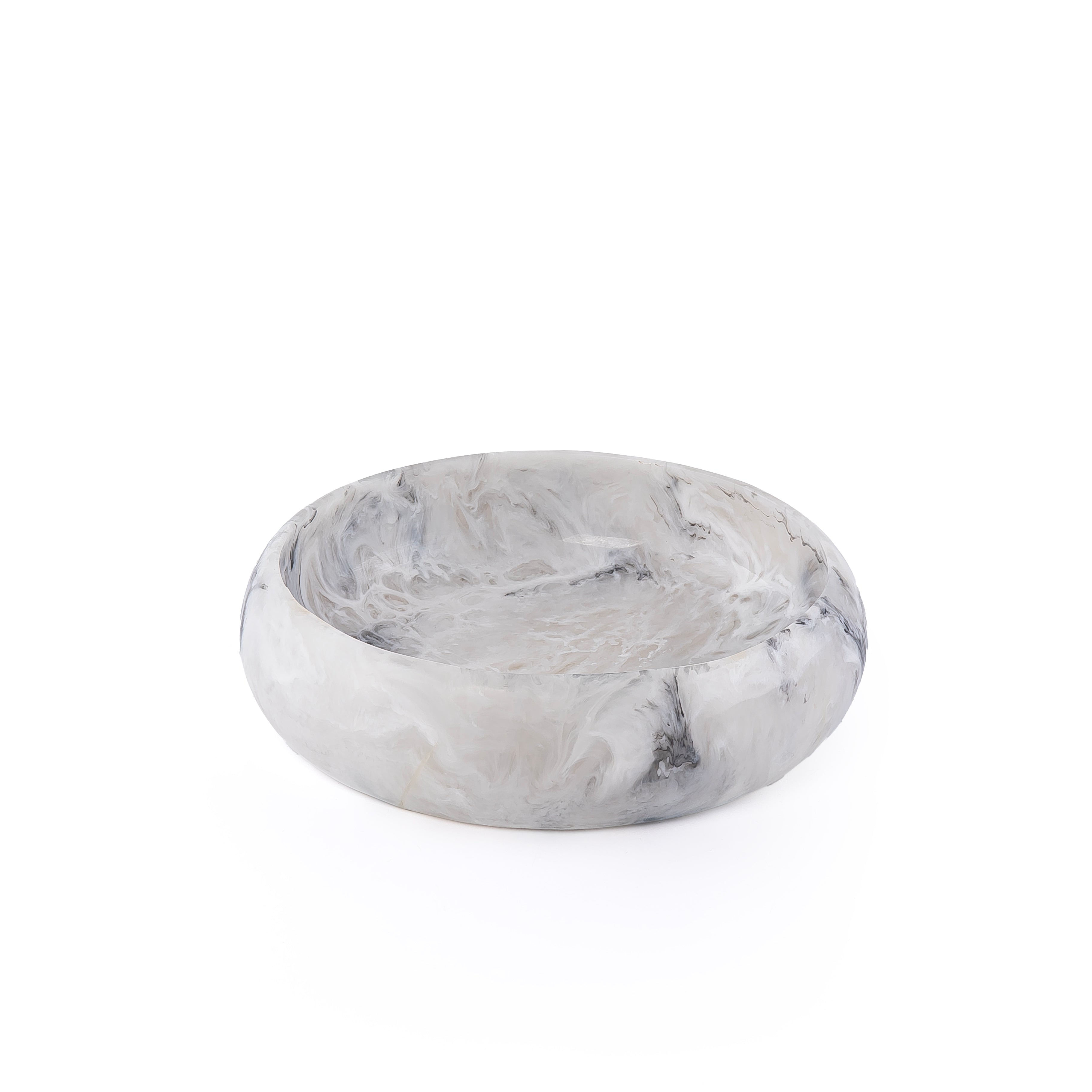 وعاء تقديم دائري صغير من الراتنج – أبيض & أسود