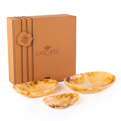 طقم 3 طبق تقديم من الريزن -عنبر