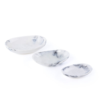 Set of 3 Resin Oval Plate with gift box - White & Black