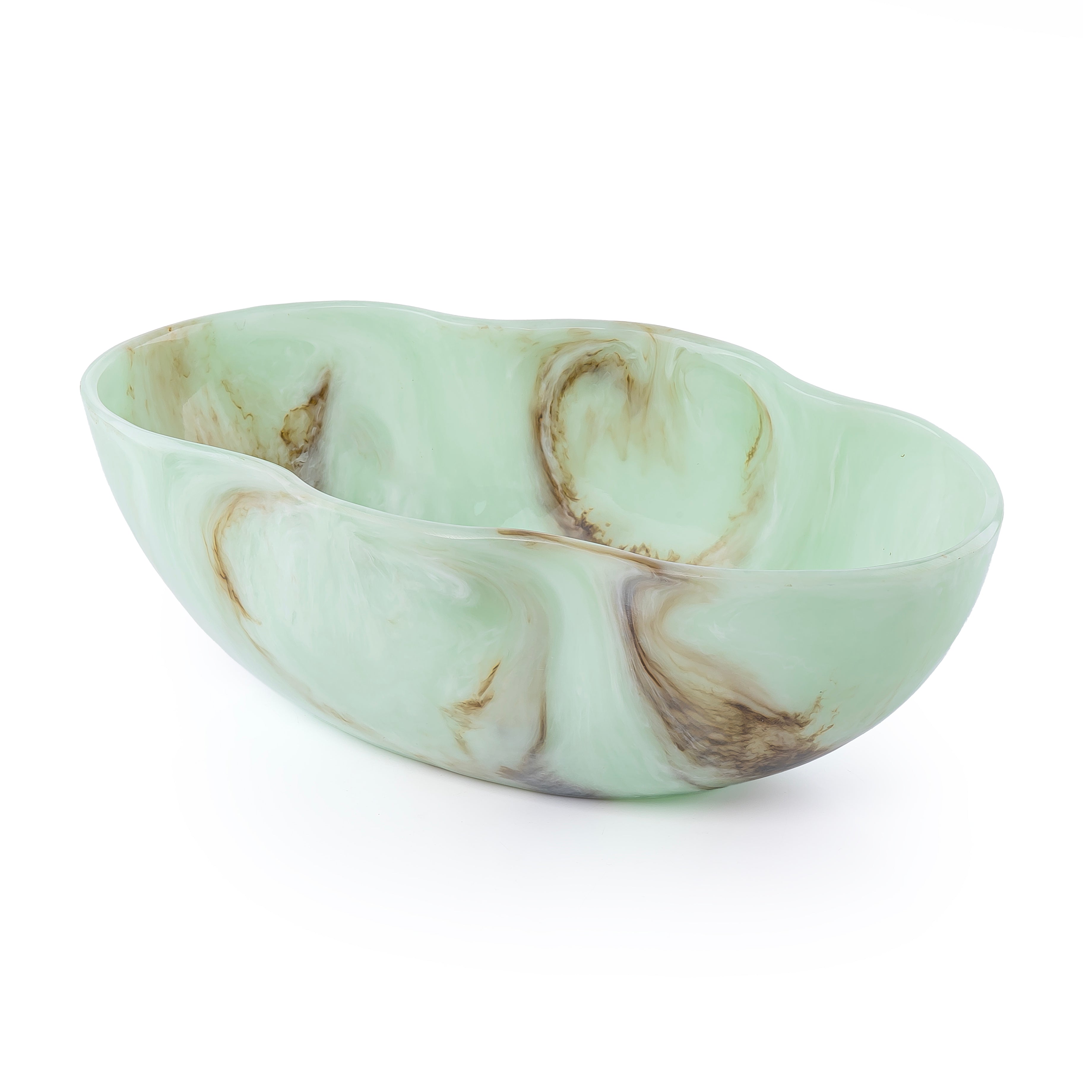 Large Resin Oval Serving Bowl - Green