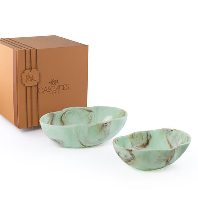 Set of 2 Resin Bowls with Gift Box - Green