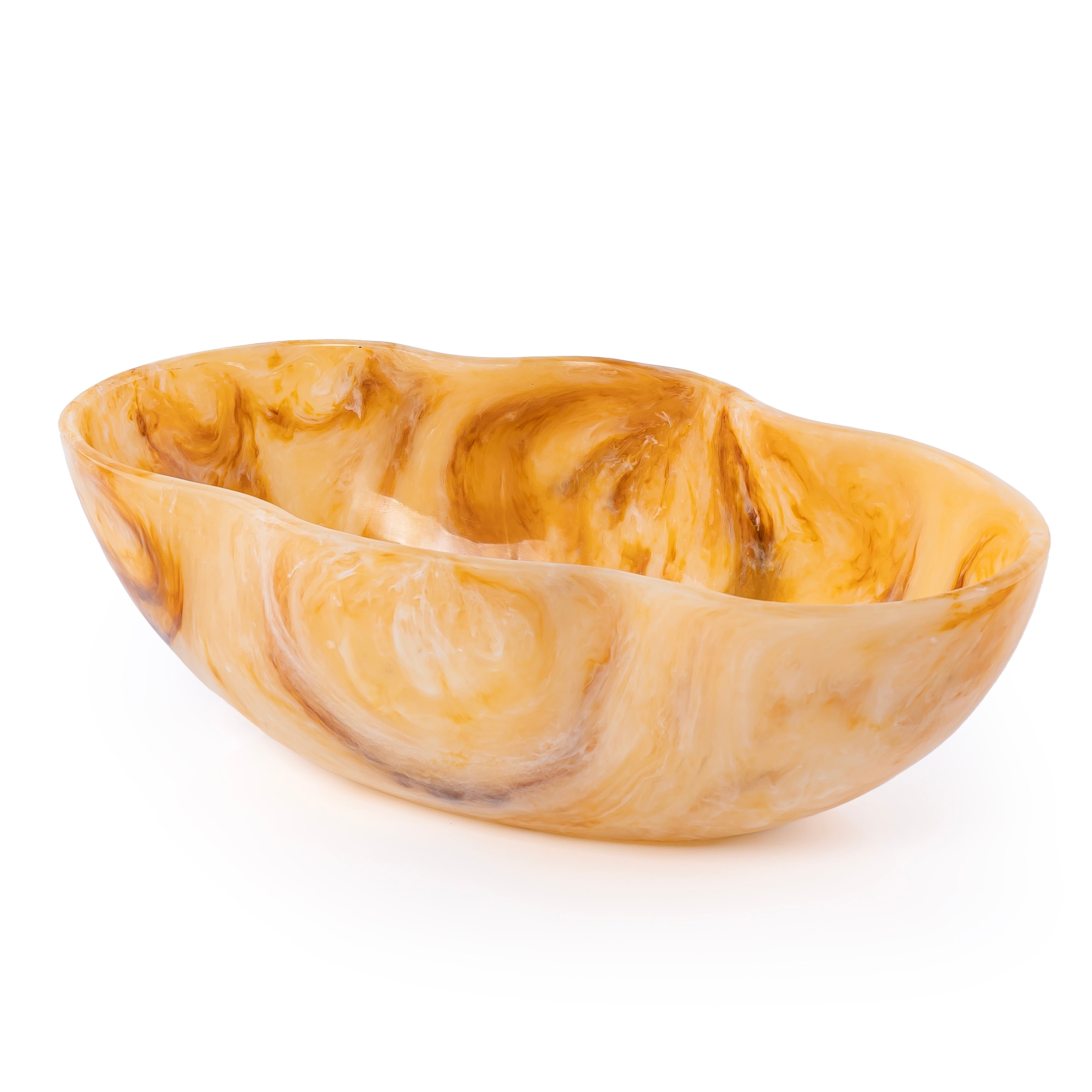 Large Resin Oval Serving Bowl - Amber