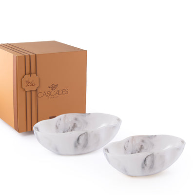 Set of 2 Resin Bowls with Gift Box - Black&white