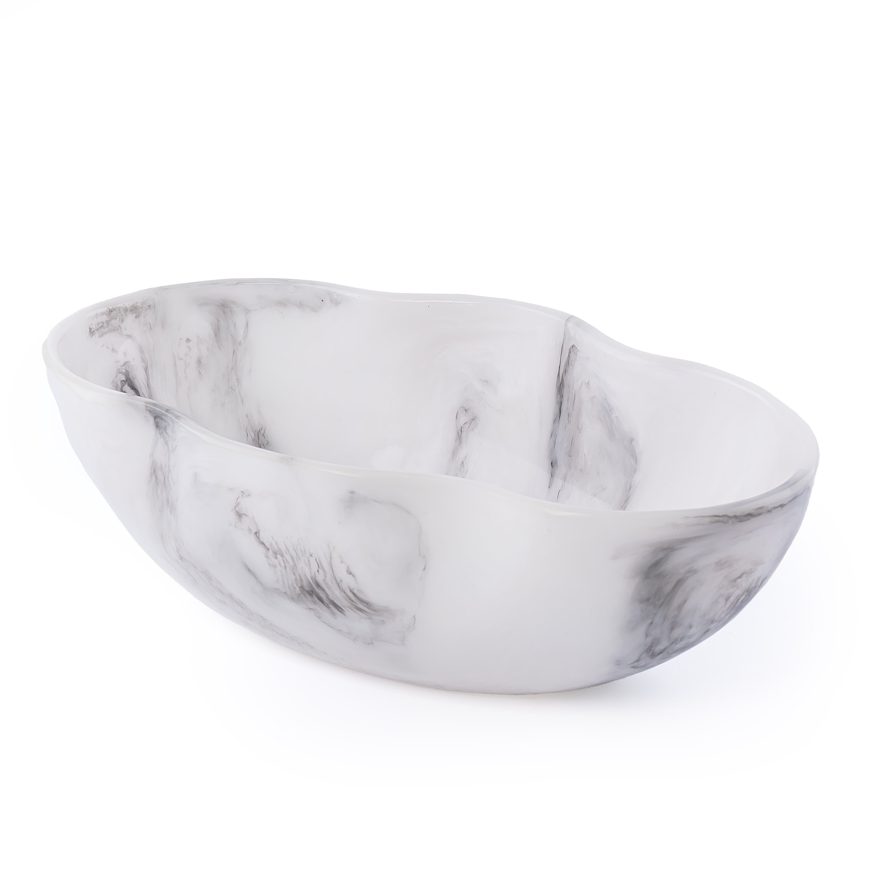 Large Resin Oval Serving Bowl - Black&white