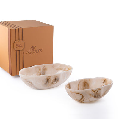 Set of 2 Resin Bowls with Gift Box - Beige