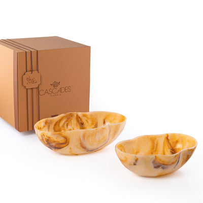 Set of 2 Resin Bowls with Gift Box - Amber