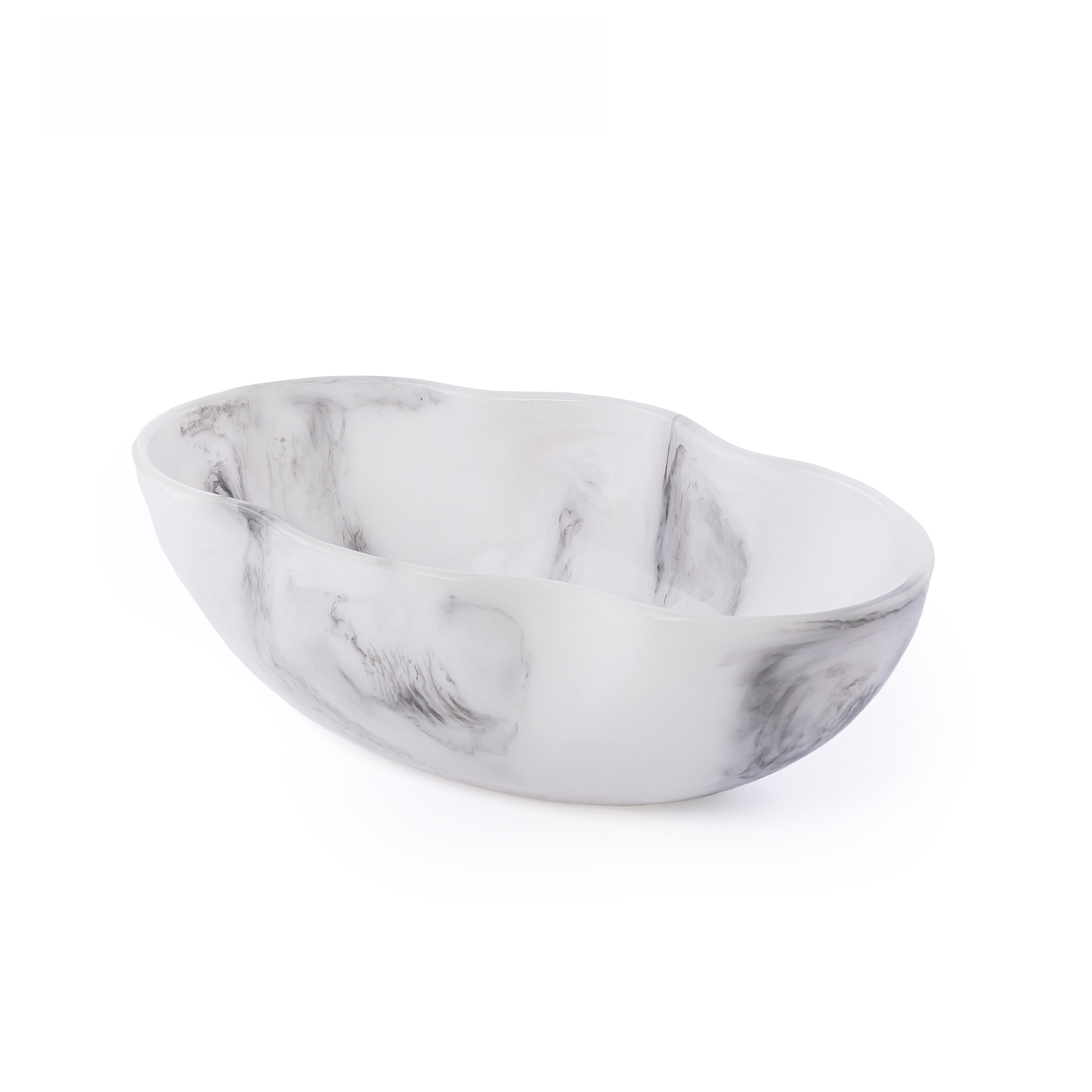 Medium Resin Oval Serving Bowl - Black&white