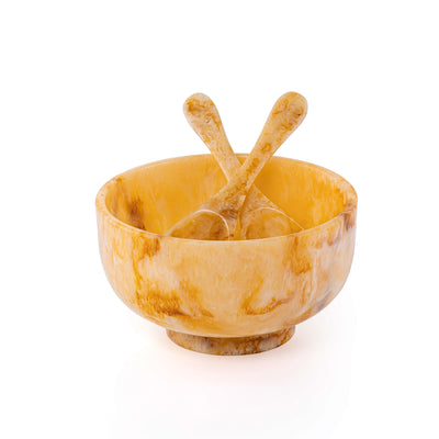 وعاء تقديم من الراتنج مع ملعقتين – عنبر