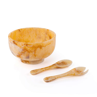 وعاء تقديم من الراتنج مع ملعقتين – عنبر