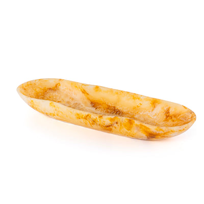 Large Resin Oval Serving Bowl - Amber