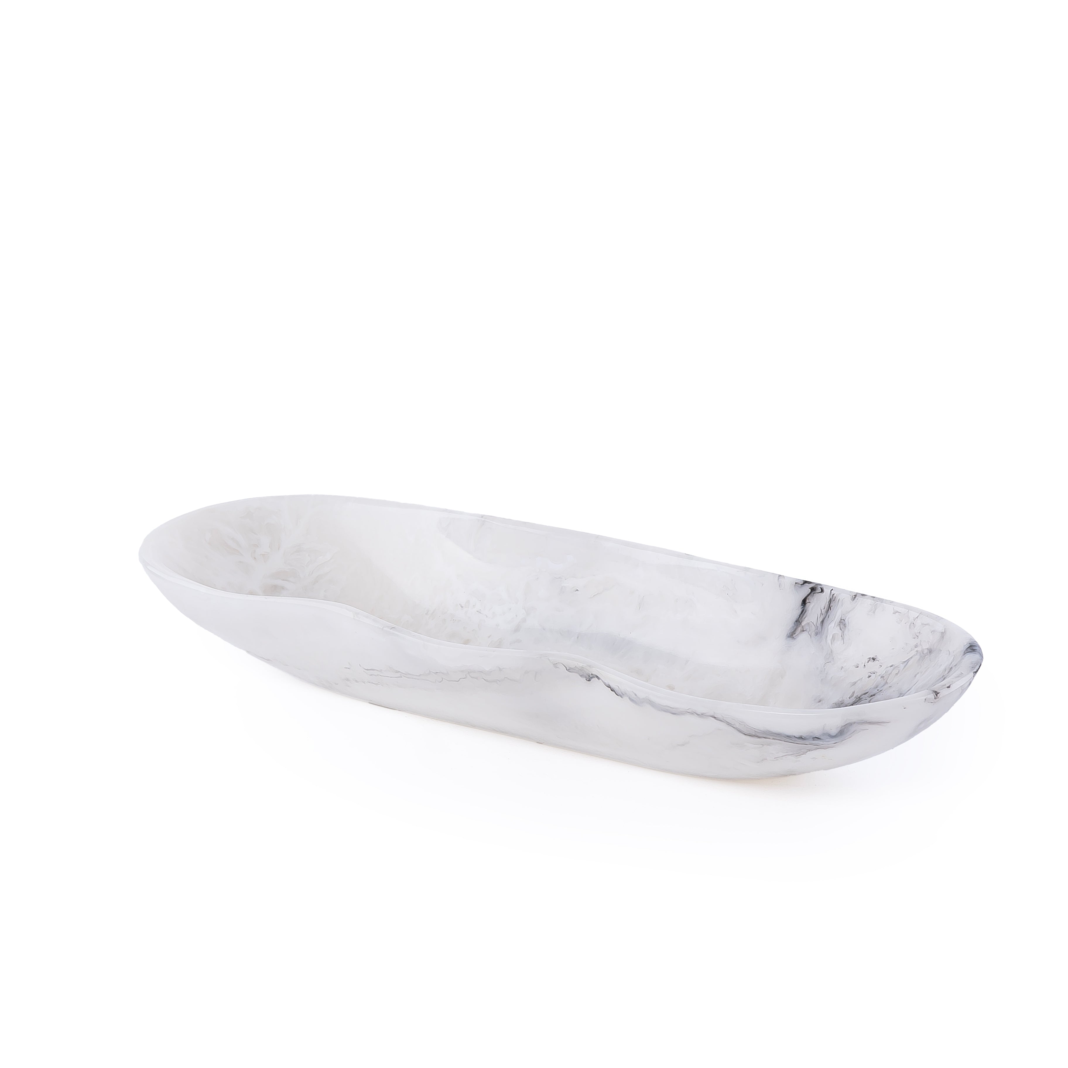 Medium Resin Oval Serving Bowl - Black&white