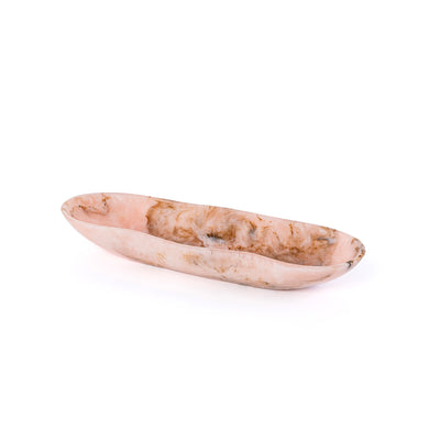 وعاء تقديم بيضاوي صغير من الراتنج – وردي