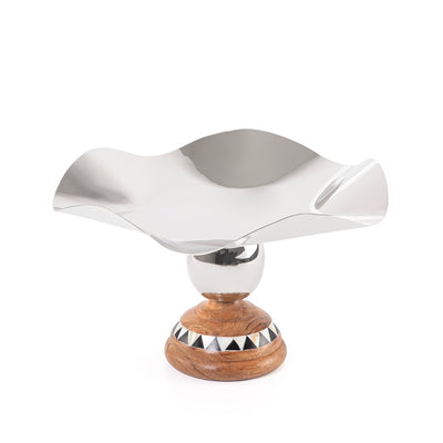 طبق تقديم من الإستانلس ستيل مع قاعدة - صغير