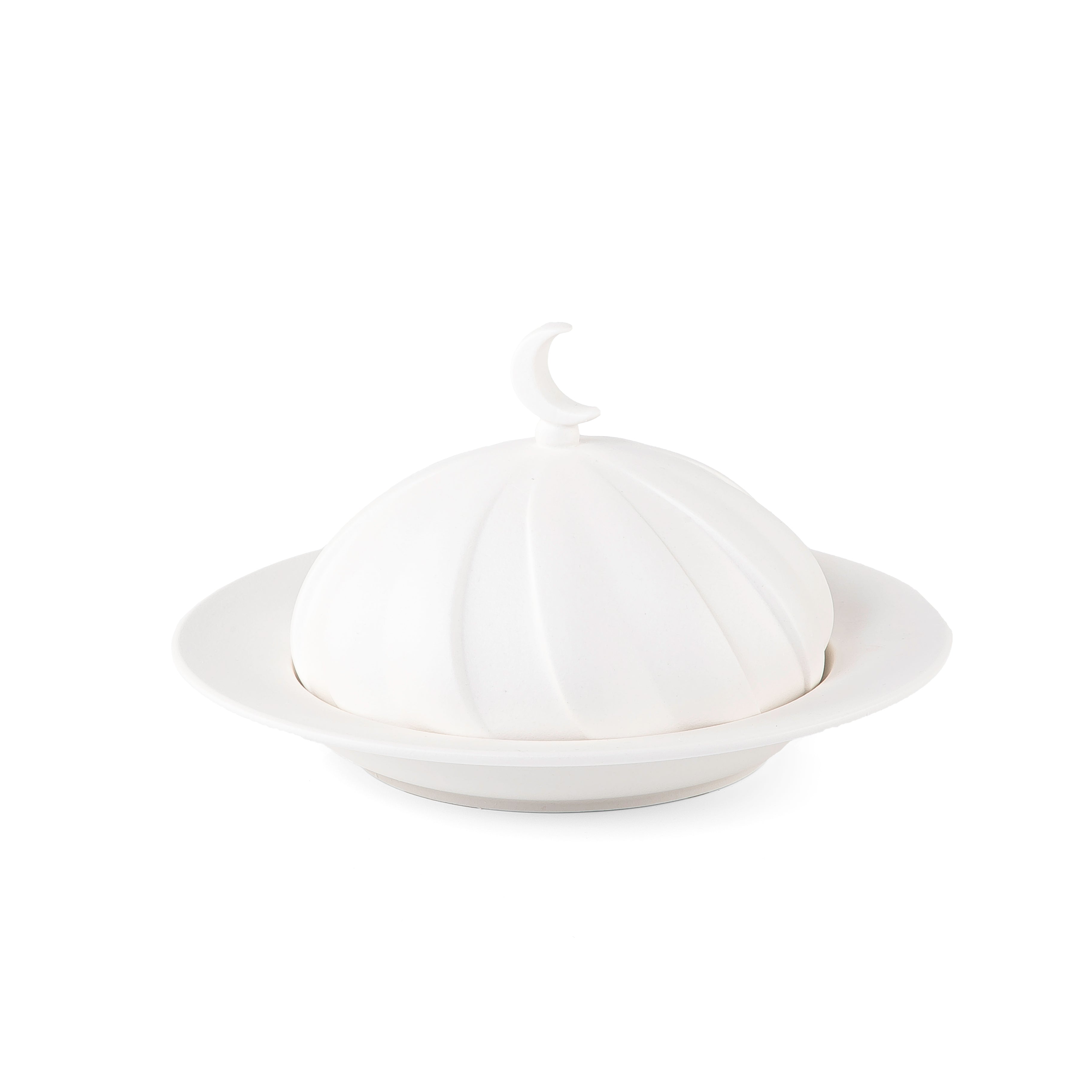 وعاء خزف دائري مع غطاء