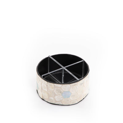 Circular Mother of Pearl Box with Acrylic Interior