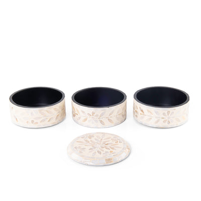 صندوق كريمي من 3 طبقات مع غطاء